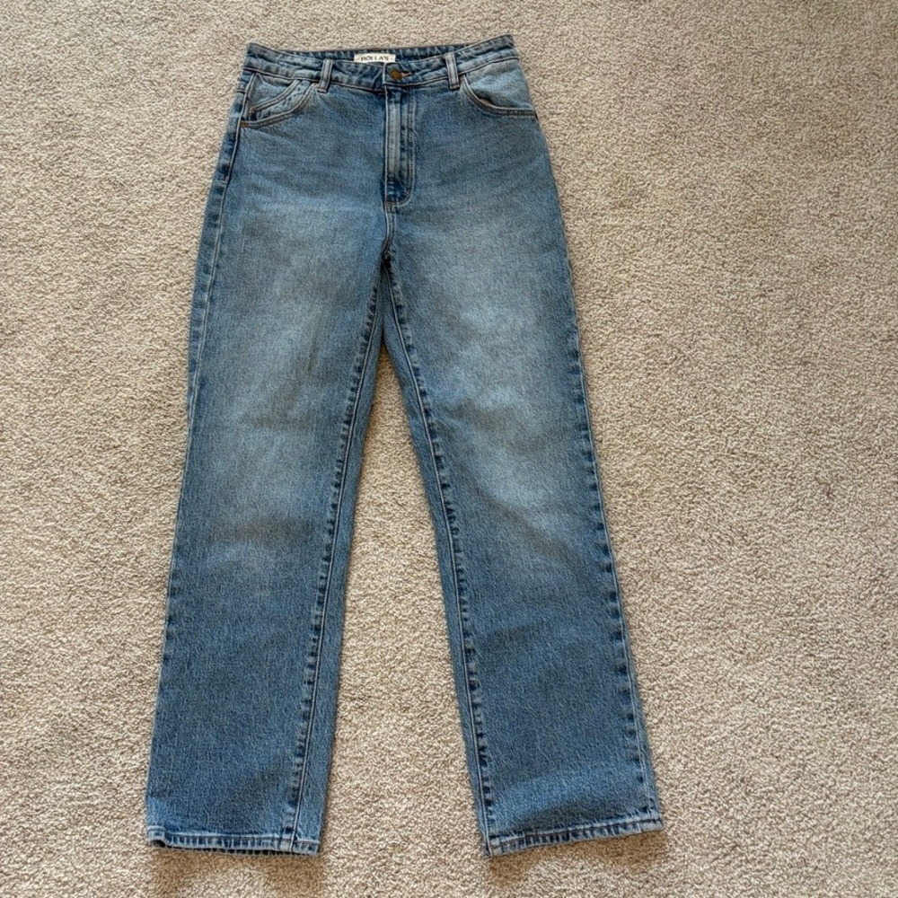 Rollas Original High Rise Straight Jeans Womens 29 Medium Wash Rigid Denim Retro
